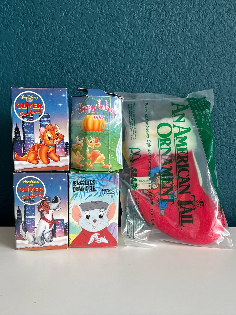 1990 McDonald's Disney Holiday Ornaments Cinderella Oliver & Company